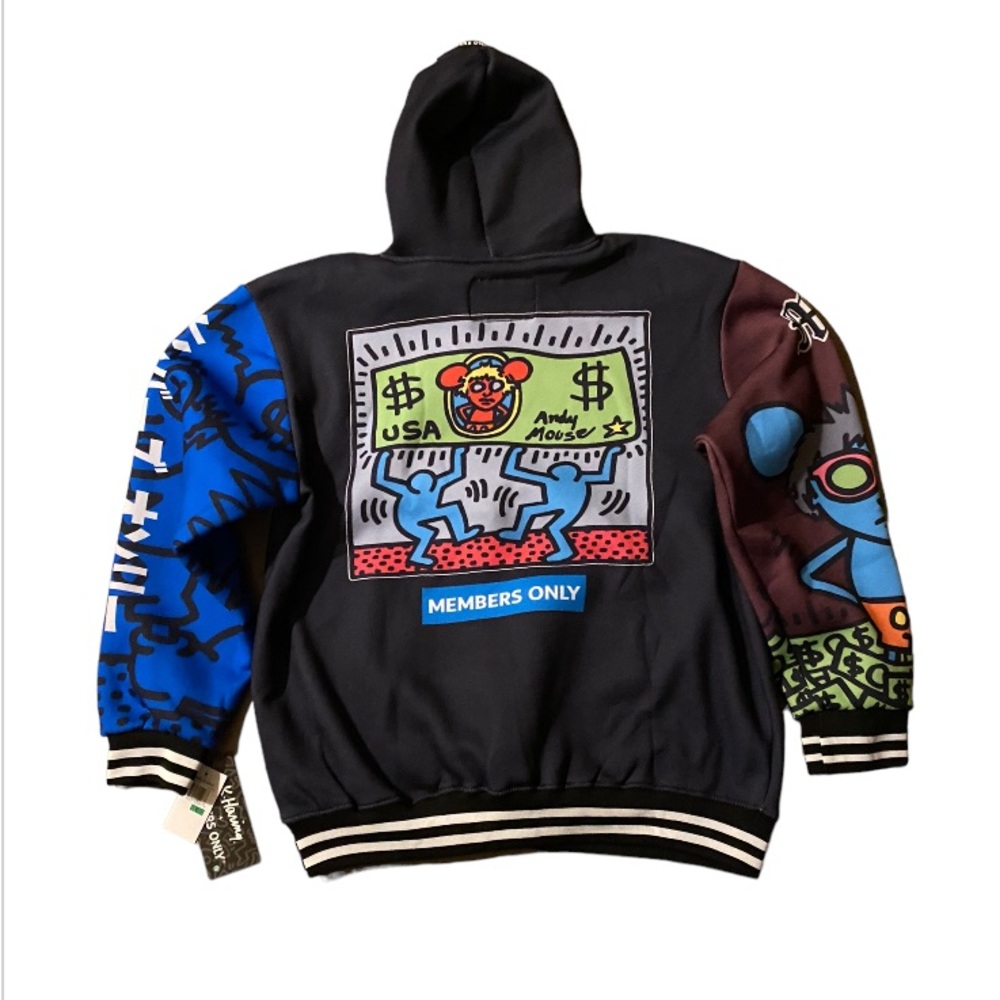 NWT Keith haring members only AOP Andy muse men’s multi color AOP hoodie men’s L